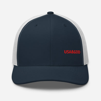 USA&GOD Crimson Trucker Cap
